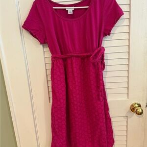 Motherhood Maternity Pink Eyelet Dress – Tie Waist – Size M